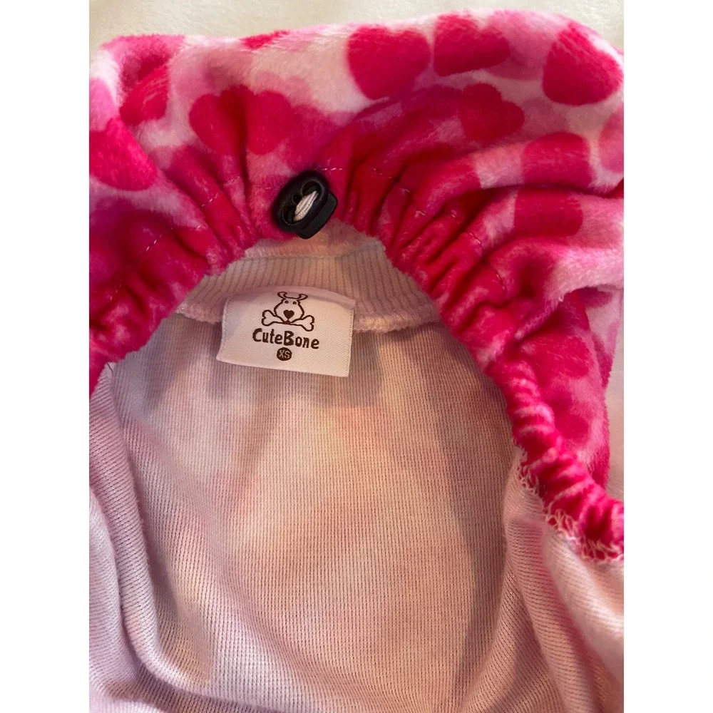 CuteBone Pink Heart Dog Pajamas XS Small Pet Pjs Fleece Sleepwear PJS